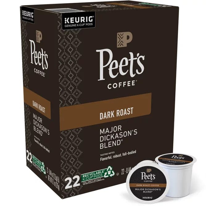 Peets Coffee Major Dickasons Blend K-Cups 22 count box and two individual K-cups