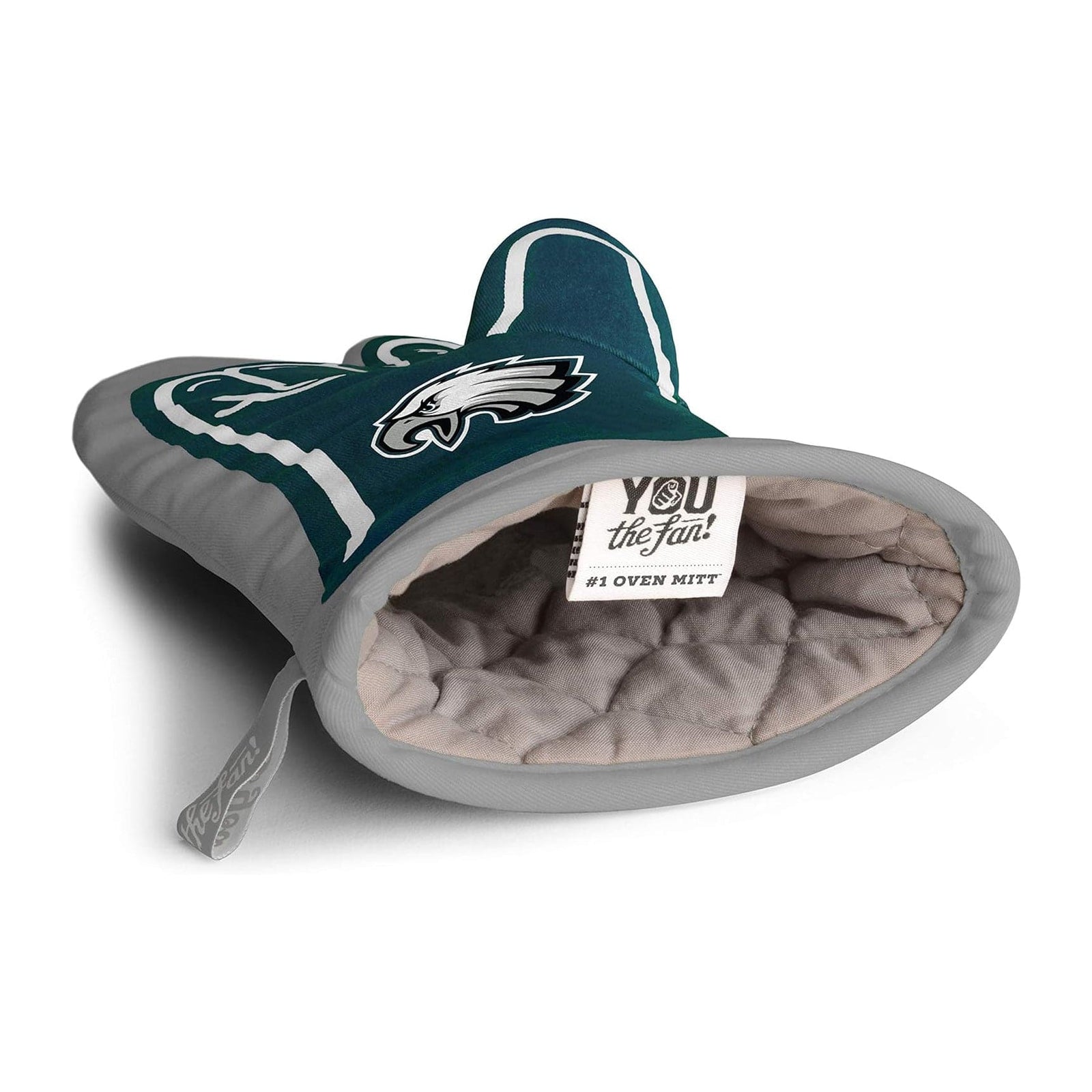 Philadelphia Eagles 1 oven mitt in green white and gray with the teams eagle head logo