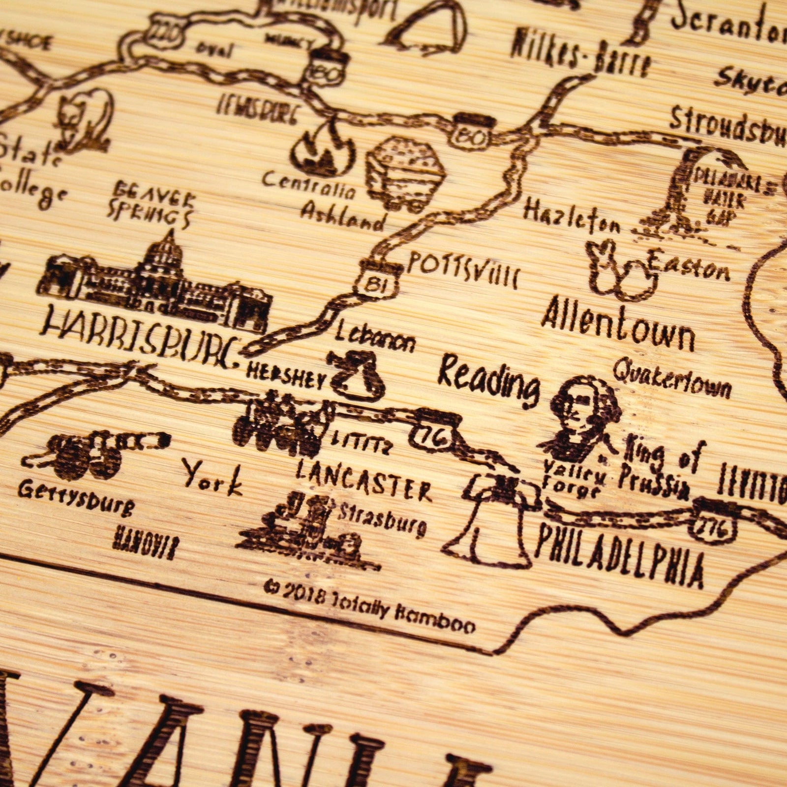 A Slice of Life Pennsylvania Serving and Cutting Board