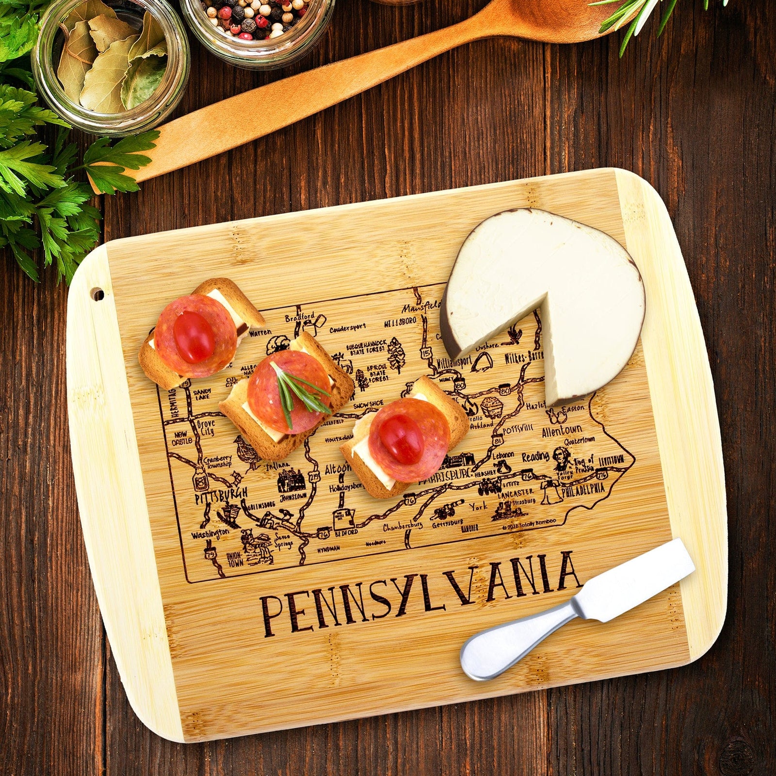 A Slice of Life Pennsylvania Serving and Cutting Board