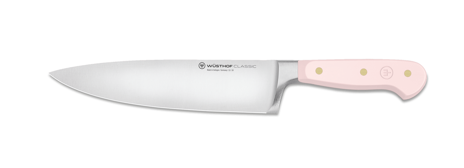 Wusthof Classic 8 Chefs Knife with a silver blade and light pink handle