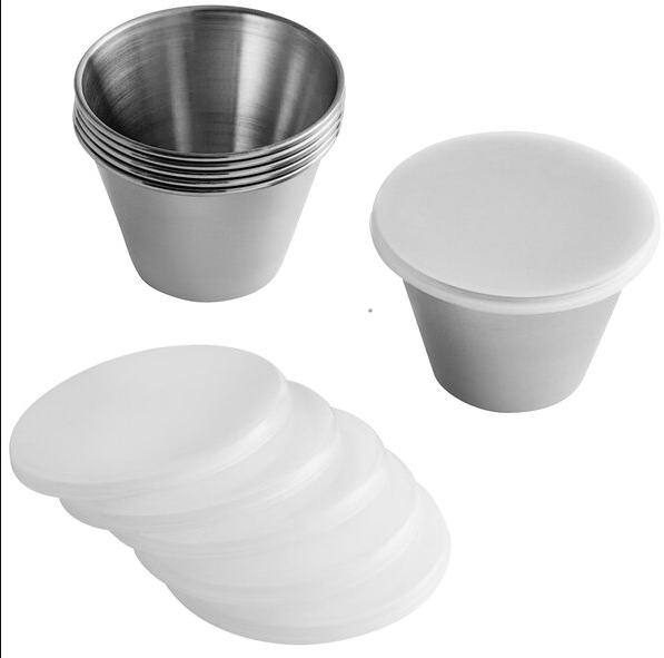 Fox Run Seafood Tools Tablecraft Sauce Cups with Lids (Set of 6)