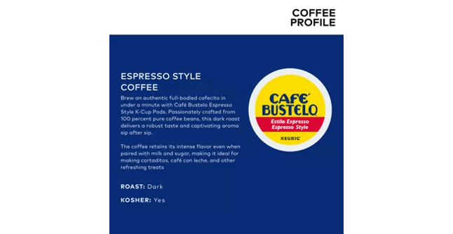 Café Bustelo Espresso Style K-Cup Coffee - 24 Count Box