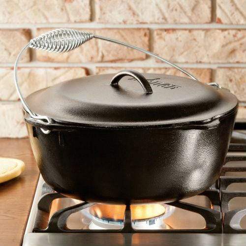 Cast Iron Cookware Lodge Pro Logic Cast Iron 7 qt. Dutch Oven w/Spiral Bail and Iron Cover
