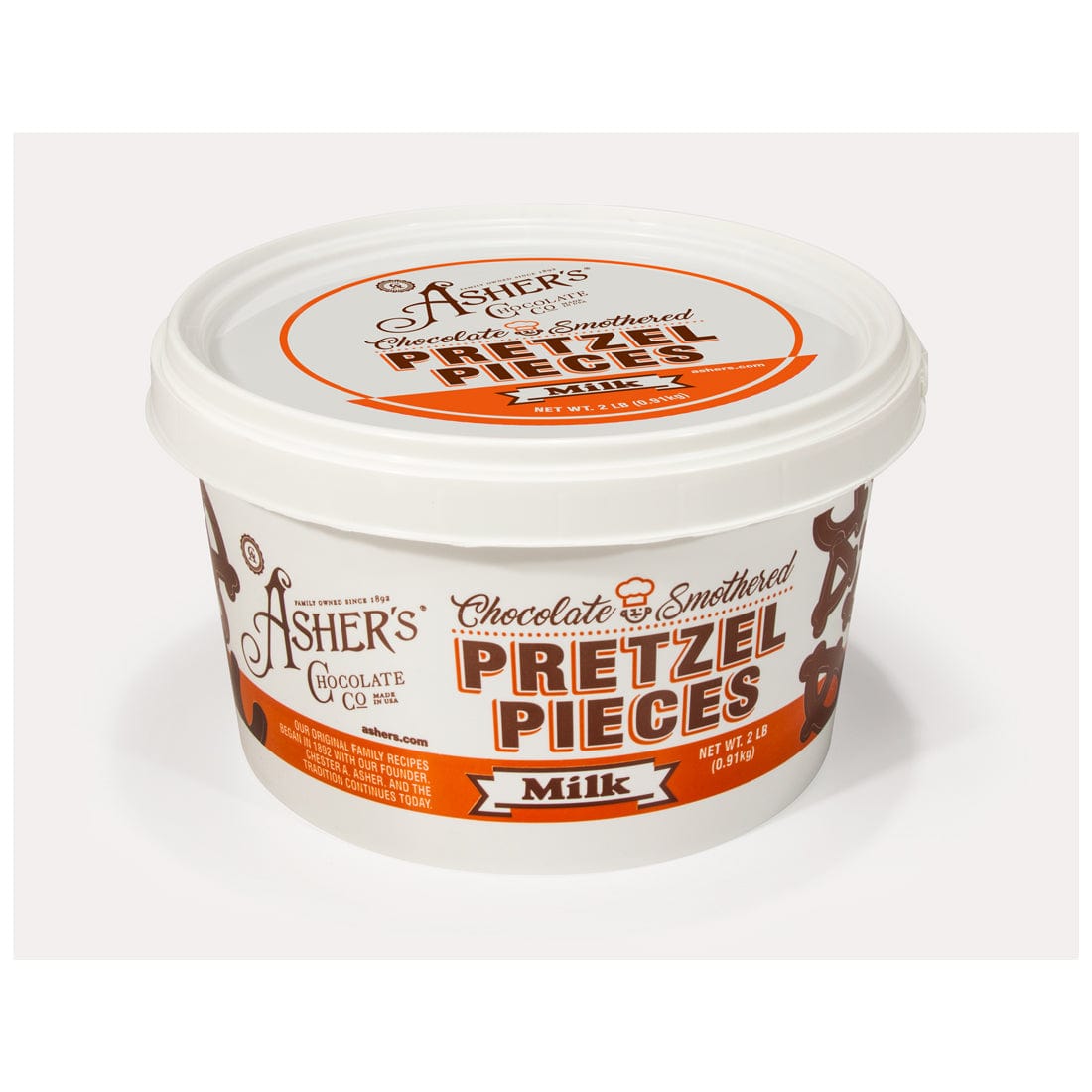 Asher&#39;s Chocolate Asher&#39;s Milk Chocolate Smothered Pretzel Pieces – 2 lb. Pail
