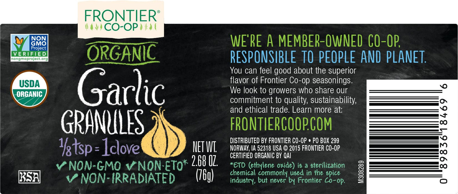 Frontier Co-Op Organic Garlic Granules 2.68 oz
