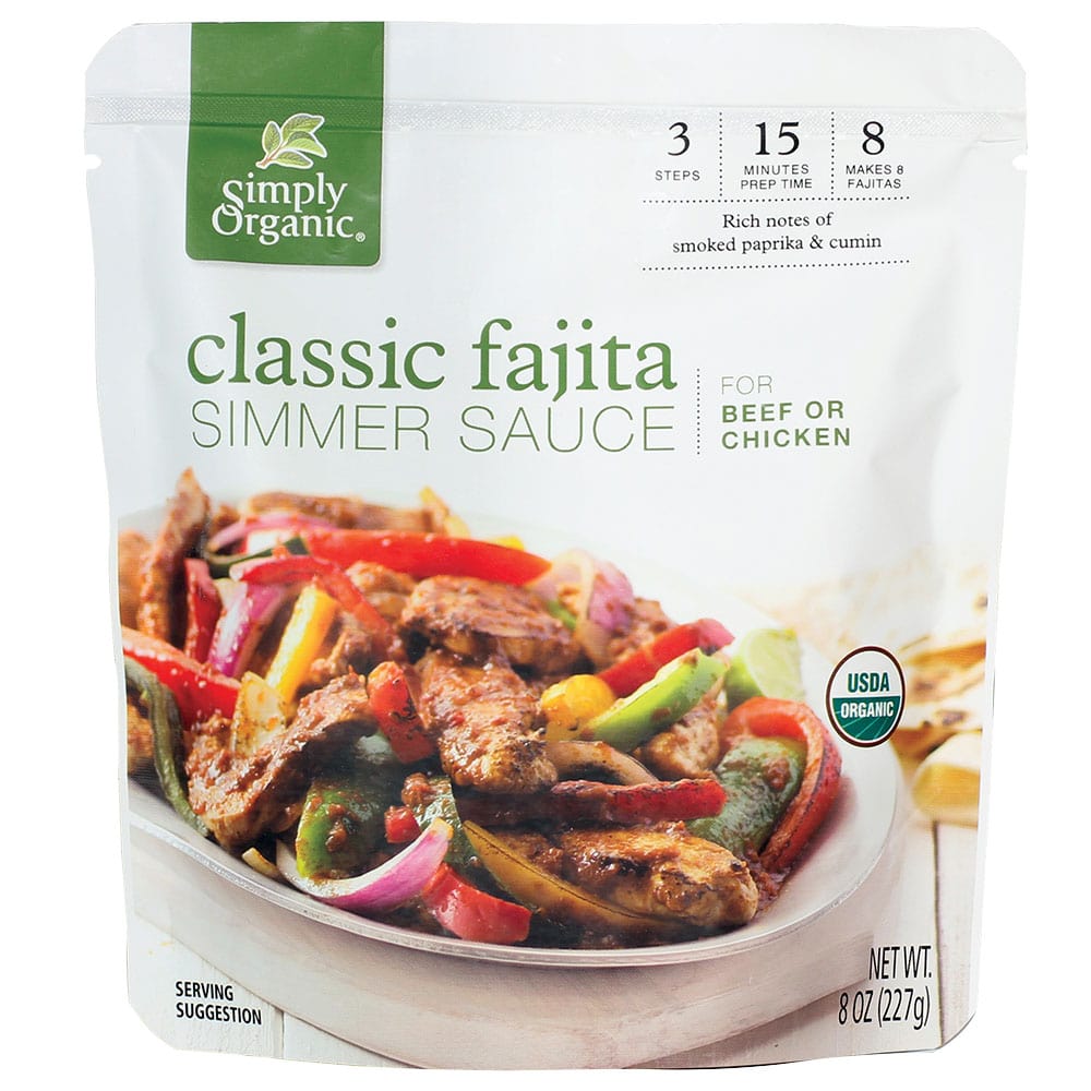 Spices Simply Organic Classic Fajita Simmer Sauce 8 oz