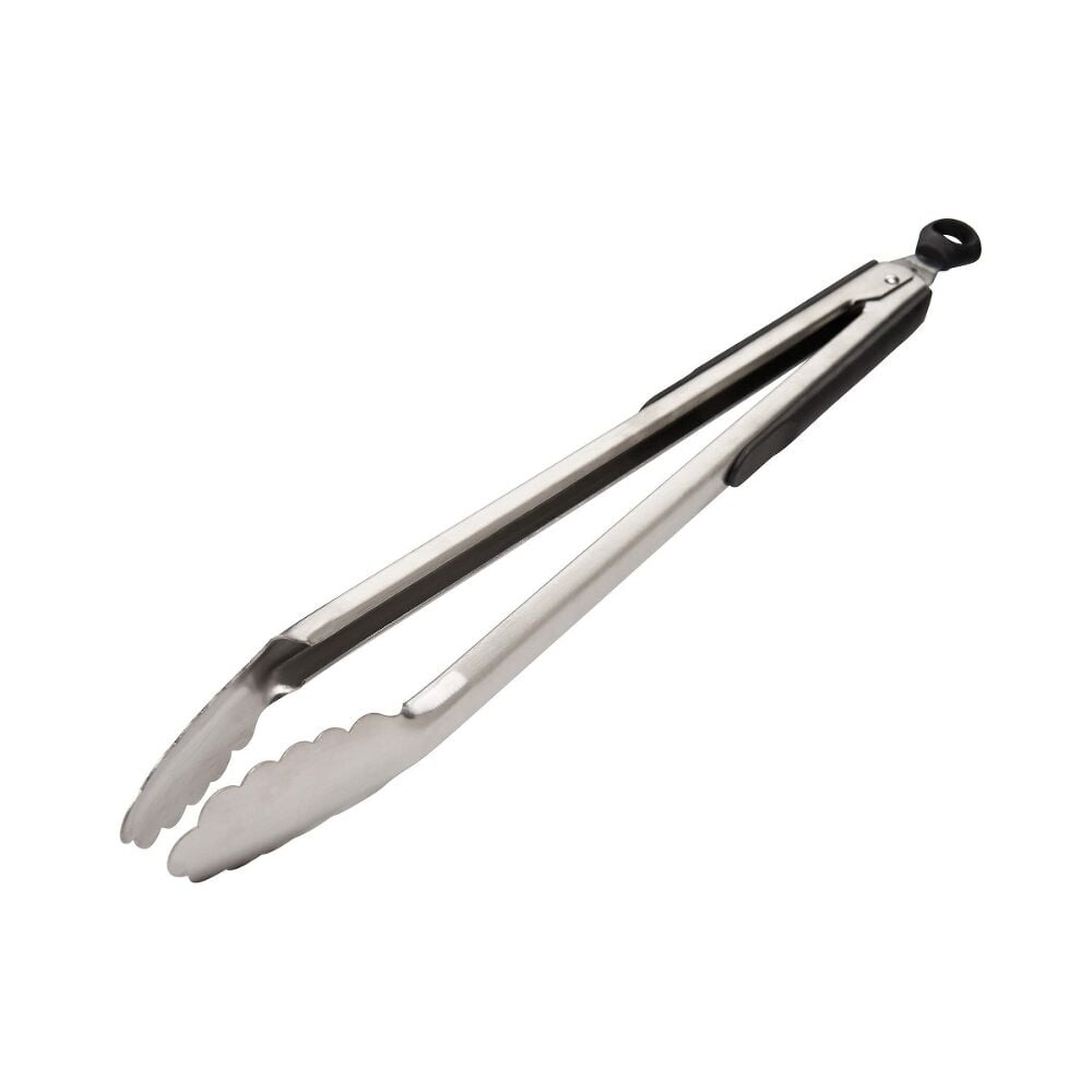 Gg 39681 5 1 stainless steel cooking tongs with black grips and pull-tab lock