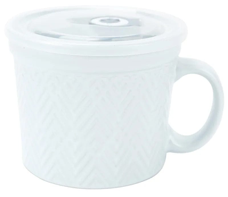 Kitchen & Company Dinnerware - Mugs 24 oz White Embossed Souper Mug