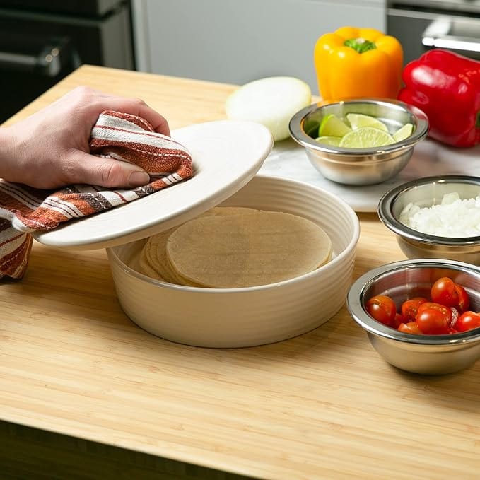 Ceramic Tortilla Warmer & Server with Lid