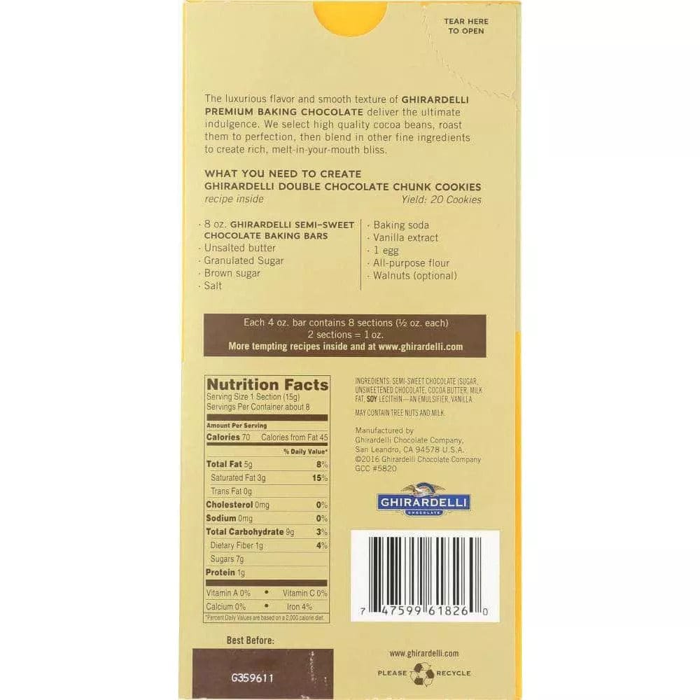 Chocolate Baking Bar Semi 4oz