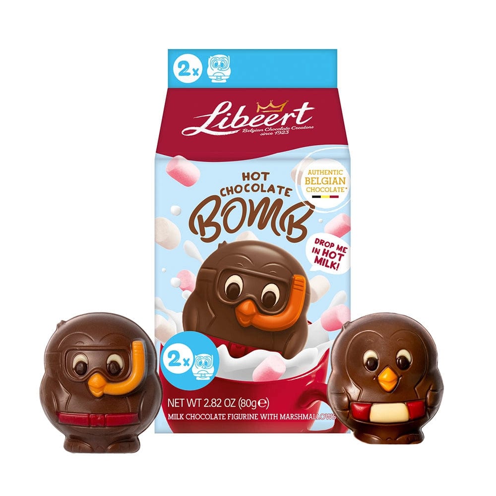 Kitchen & Company Candy Libeert Milk Chocolate Penguin Hot Cocoa Bomb with Triple Chocolate Pearls