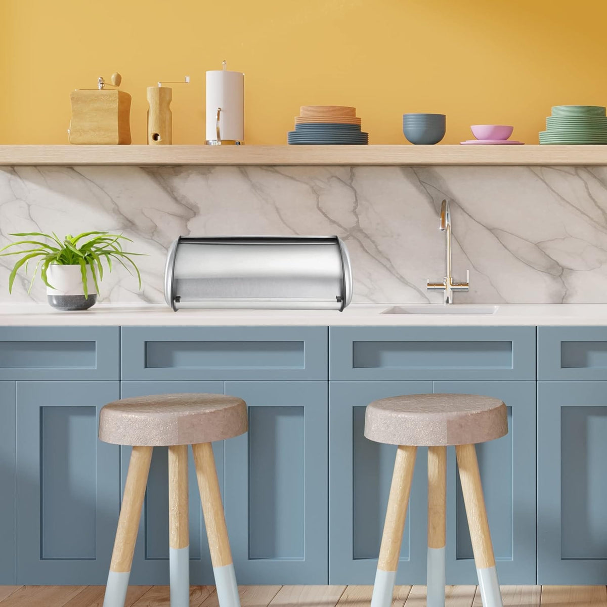 Kitchen &amp; Company Pantryware OGGI Stainless Steel Bread Box