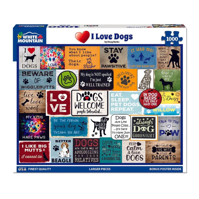 White Mountain 1000 Piece Puzzle - I Love Dogs
