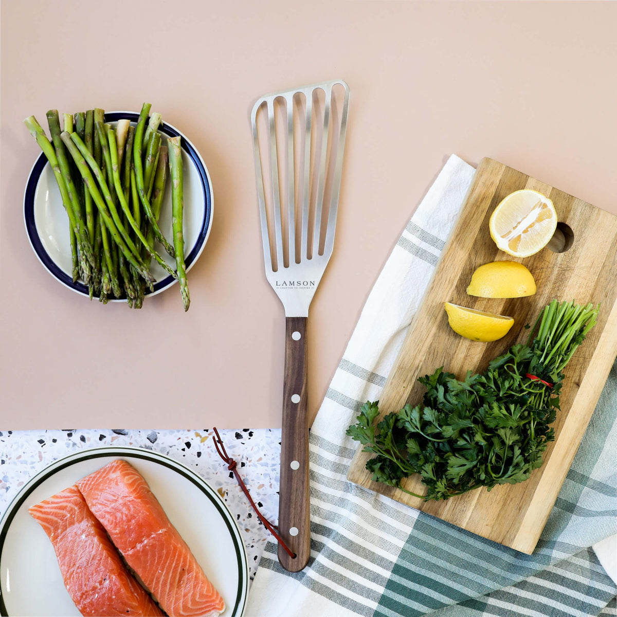 Lamson BBQ Tool Lamson Premier 20&quot; BBQ Slotted Fish &amp; Vegetable Turner - Walnut