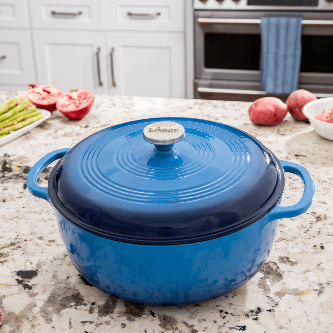 Lodge Color Enamel Cast Iron 7.5 qt Dutch Oven - Caribbean Blue