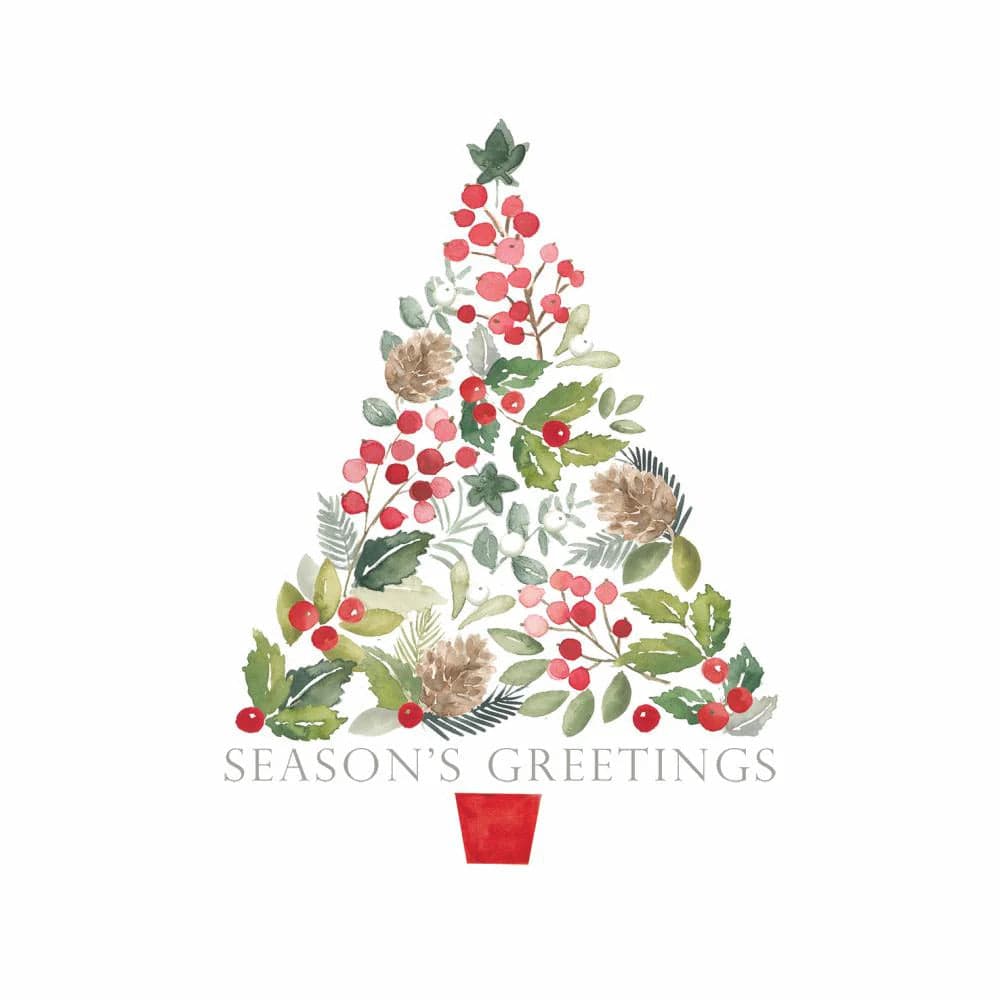 PaperProductsDesign Paper Merry Greetings, white Beverage Napkins