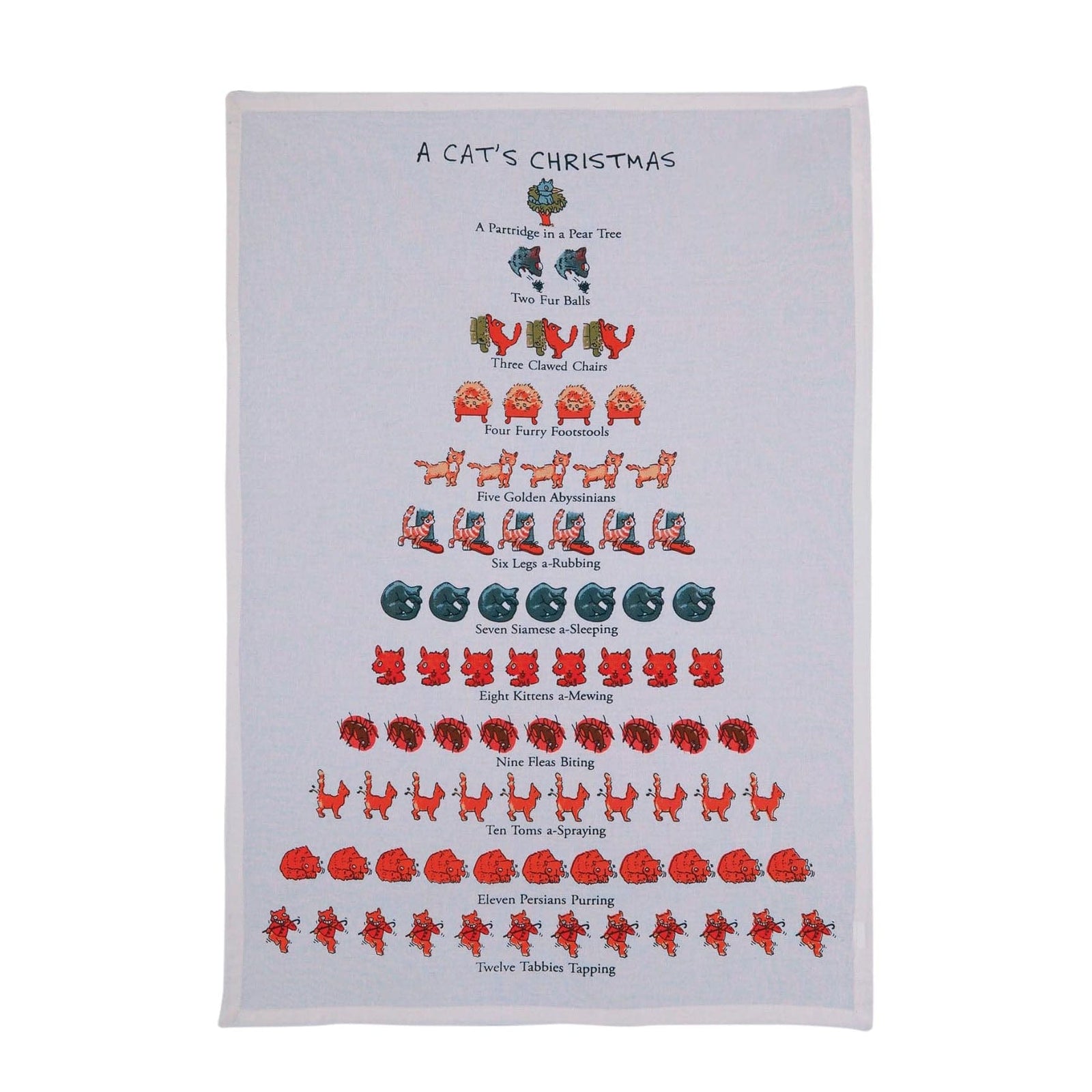 Pekin Handcraft Kitchen Towels A Cat's Christmas 100% Cotton Kitchen Tea Towel - 18" x 26"
