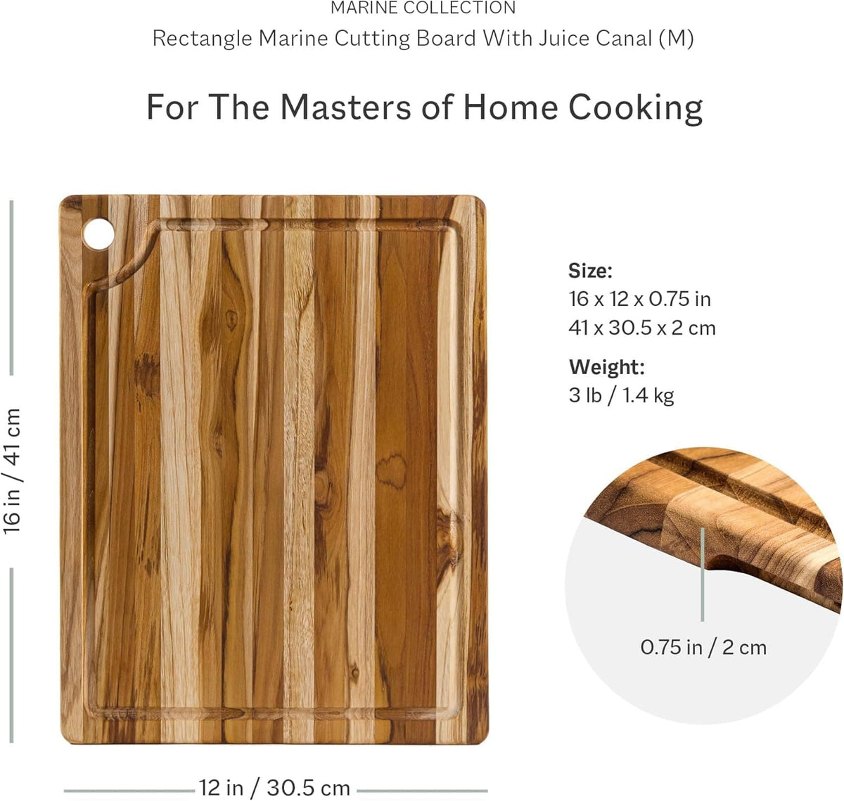 Teakhaus Marine 18" x 14" Cutting Board with Juice Canal