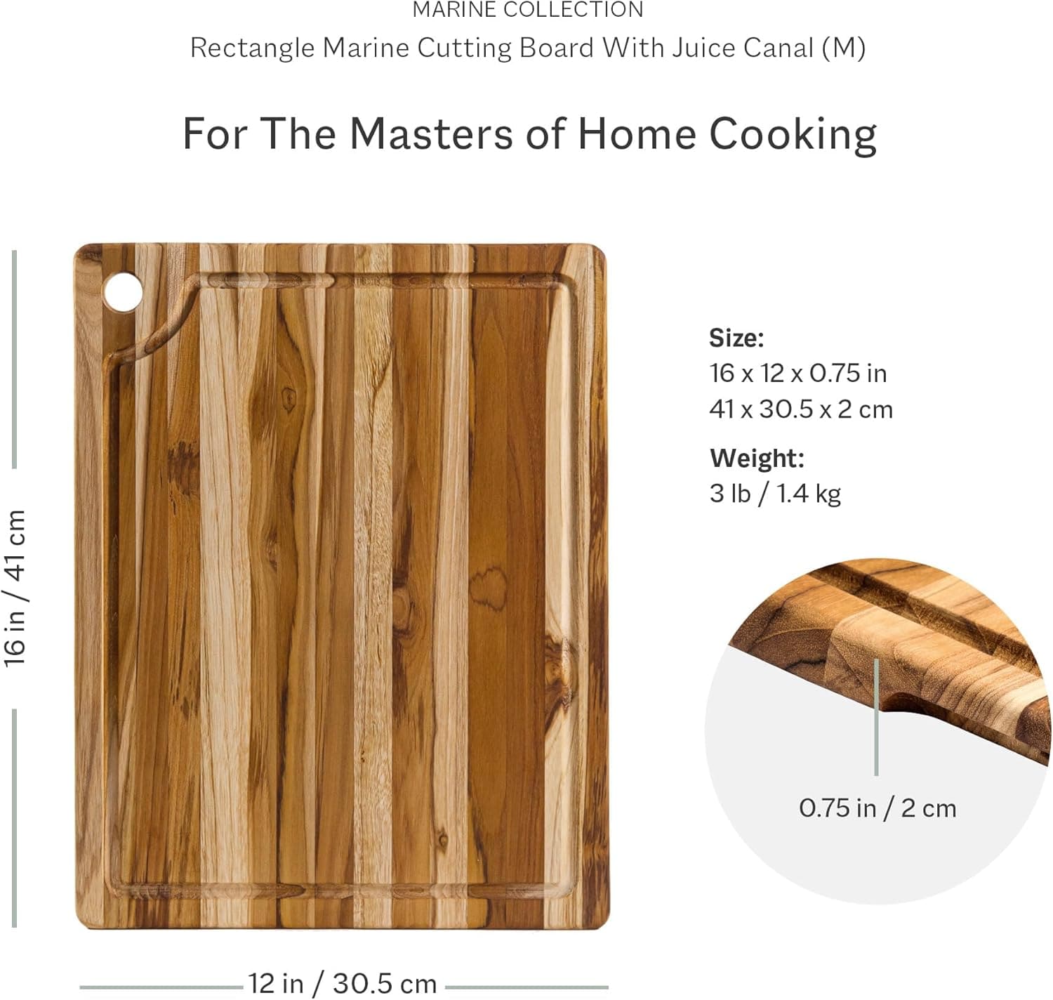 Teakhaus Marine 18" x 14" Cutting Board with Juice Canal