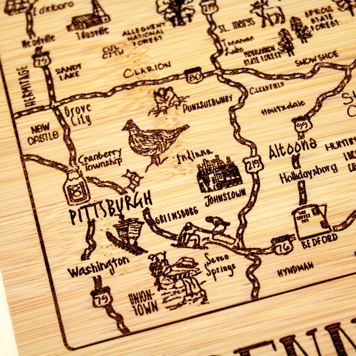 A Slice of Life Pennsylvania Serving and Cutting Board