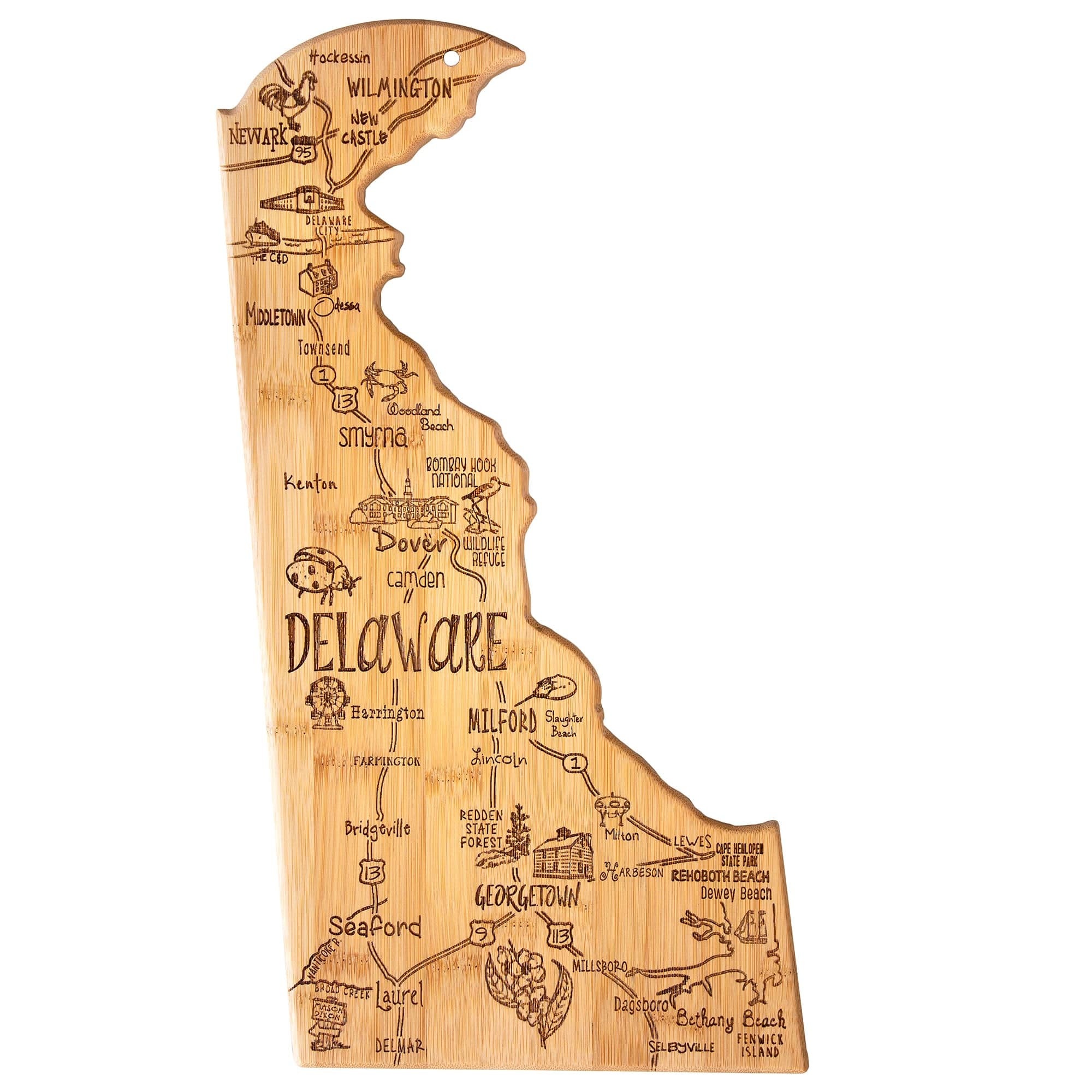 Totally Bamboo Cutting Boards Destination Delaware State Shaped Bamboo Serving and Cutting Board