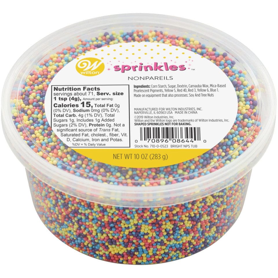 Wilton Flour, Baking Mixes & Oats Wilton Bright Pastel Nonpareils Sprinkles Mix 10 oz Tub