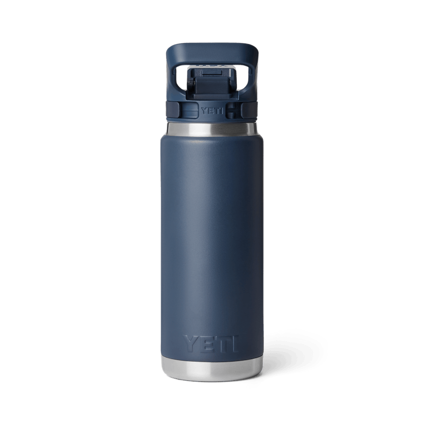 YETI Rambler 18 oz Bottle Navy double-wall vacuum insulated stainless steel with a Chug Cap and carry handle