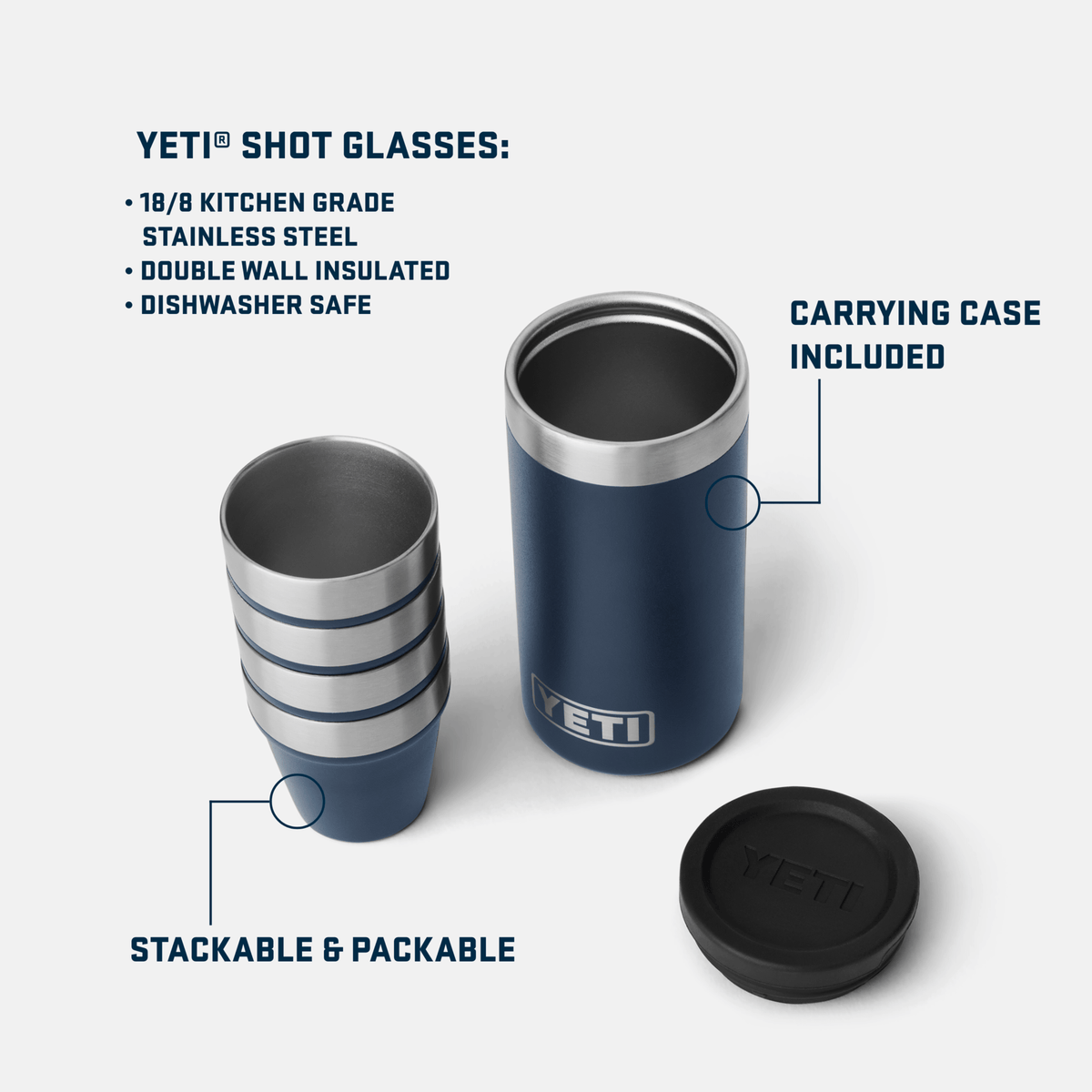 YETI Insulated Drinkware YETI Shot Glasses with Carrying Case - Black