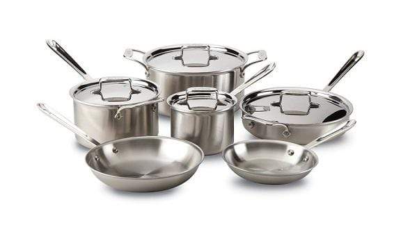 All-Clad Cookware Set All-Clad D5 Brushed Stainless Steel 10 Piece Cookware Set