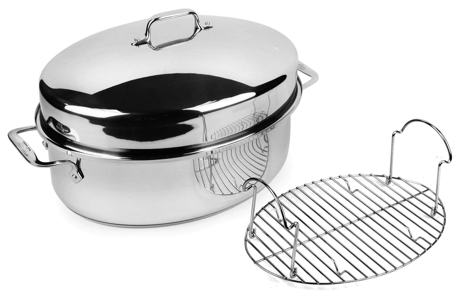 All Clad Canning Rack All-Clad Stainless Steel Covered Oval Roaster with Rack - Kitchen & Company