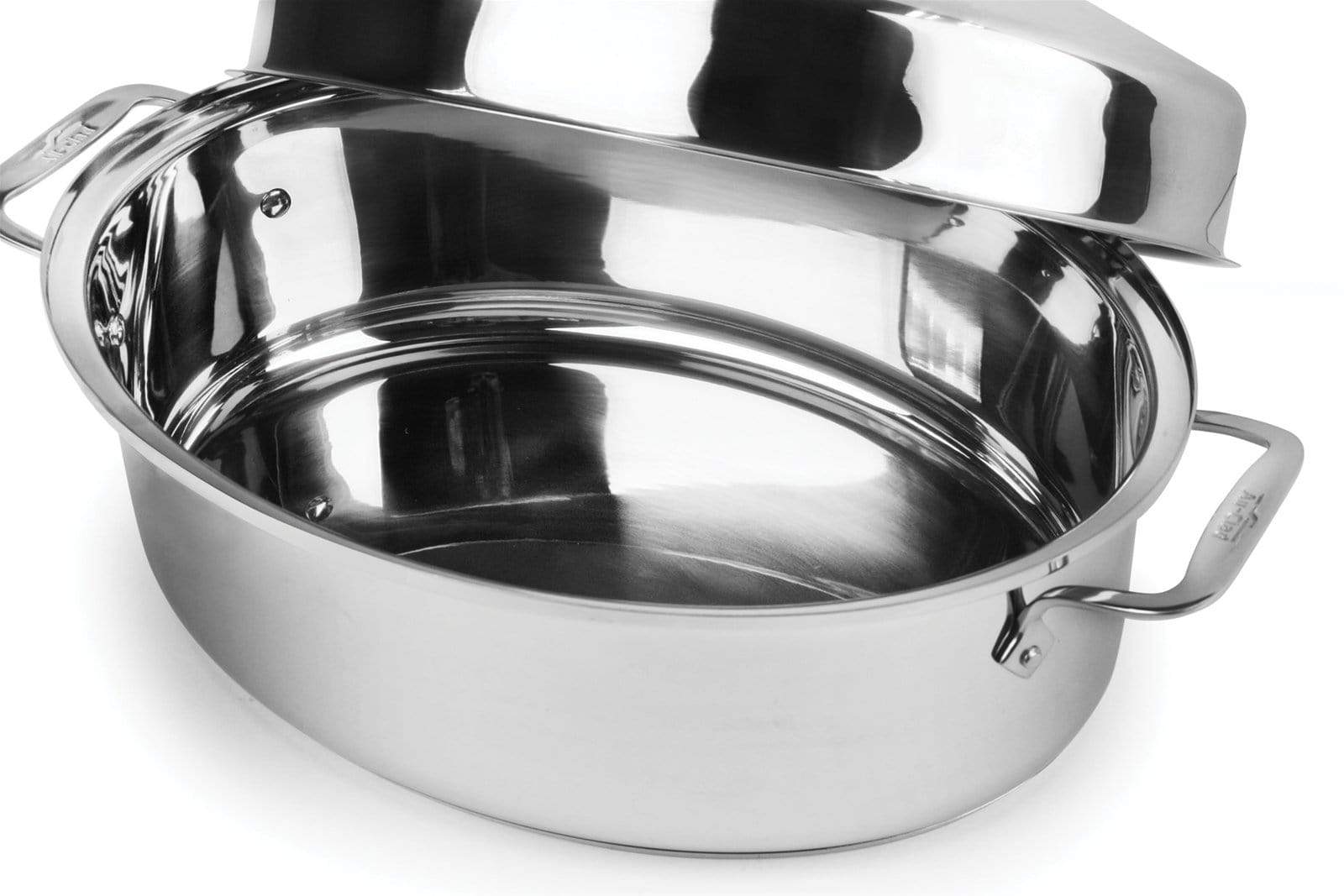 All-Clad Stainless Steel Covered Oval Roaster with Rack - Kitchen