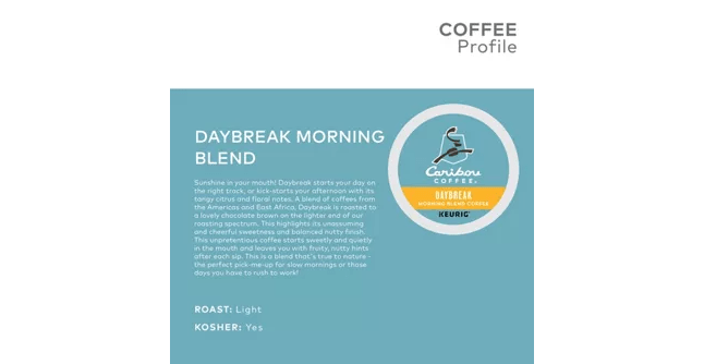 Caribou Coffee Daybreak Morning Blend K-Cup Coffee - 24 Count Box