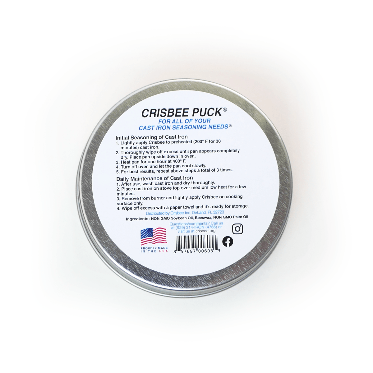 Crisbee Cast Iron Seasoning Puck 3.25 oz