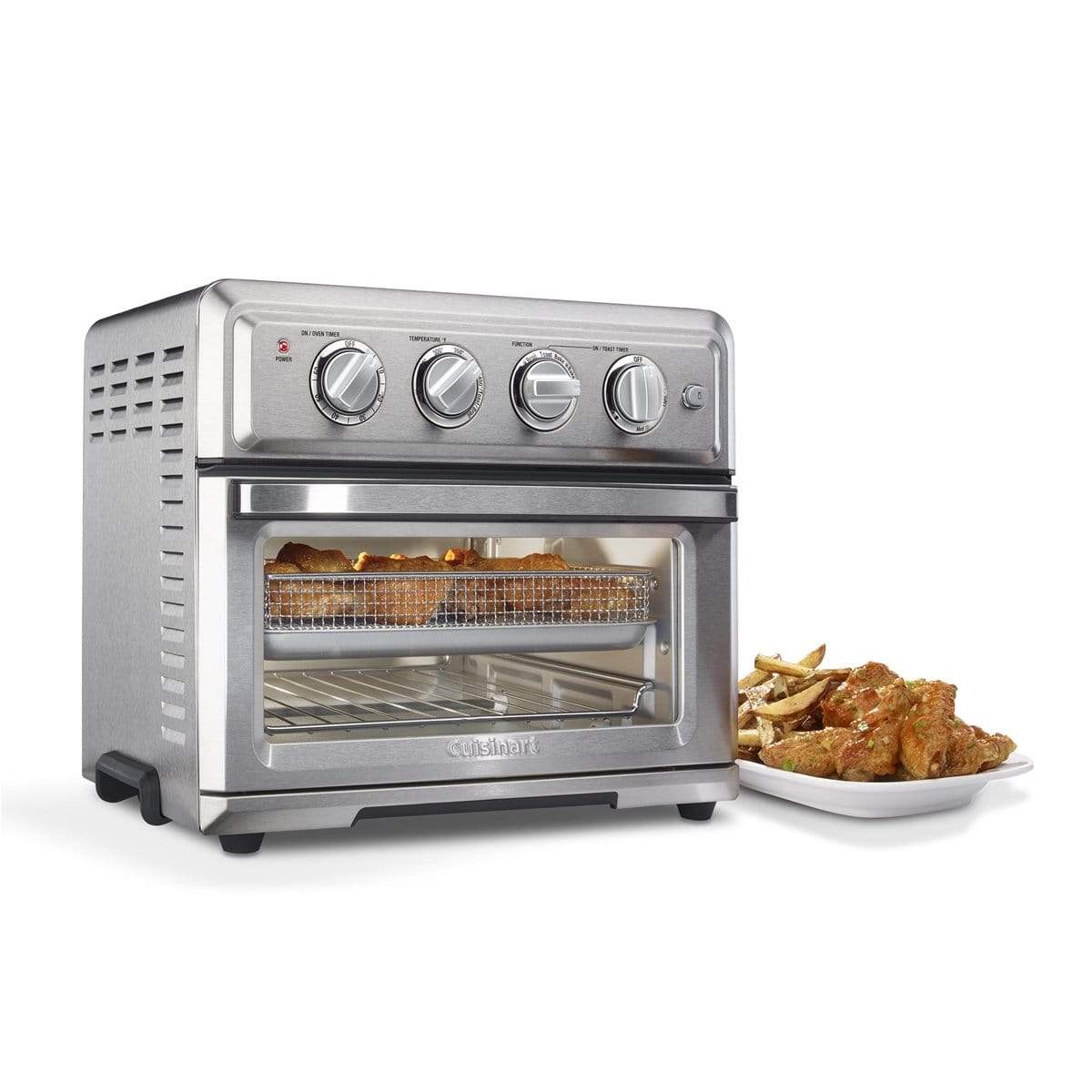 Cuisinart Stainless Steel Oven Air Fryer with Grill Toaster Oven (Black)  with Air Fryer Oven Cookbook and Oven Mitt (3 Items)
