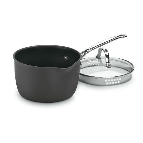 Cuisinart Chefs Classic 3 qt pour saucepan with lid Dark gray hard anodized pot with silver handle