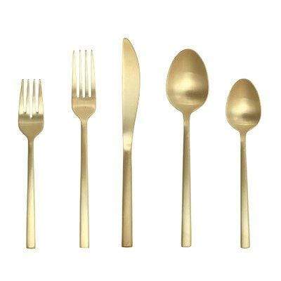 Fortessa Arezzo Brushed Gold 5 Piece Flatware Set Kitchen Company