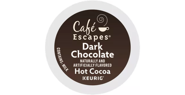 Cafe Escapes Dark Chocolate K Cup Hot Cocoa 24 Count Box Kitchen Company