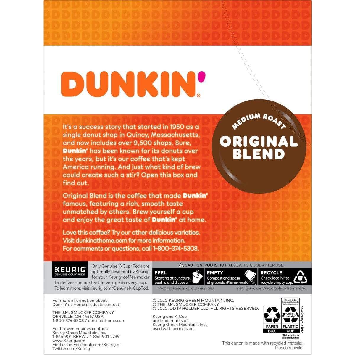 Dunkin' Original Blend K-Cup Coffee - 22 Count Box