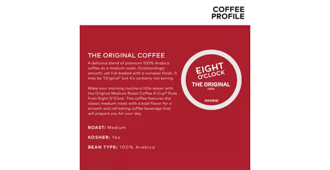 Keurig K-Cups Eight O&#39;Clock Coffee Original K-Cup Coffee - 24 Count Box