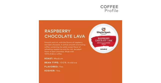 Gloria Jean's Coffees Raspberry Chocolate Lava K-Cup Coffee - 24 Count Box