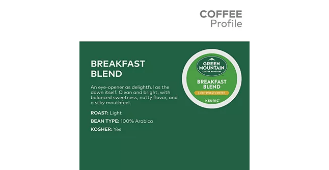 Green Mountain Coffee Roasters Breakfast Blend K-Cup Coffee - 24 Count Box