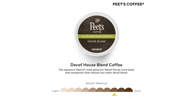 Keurig K-Cups Peet&#39;s Coffee House Blend Decaf K-Cup Coffee - 22 Count Box