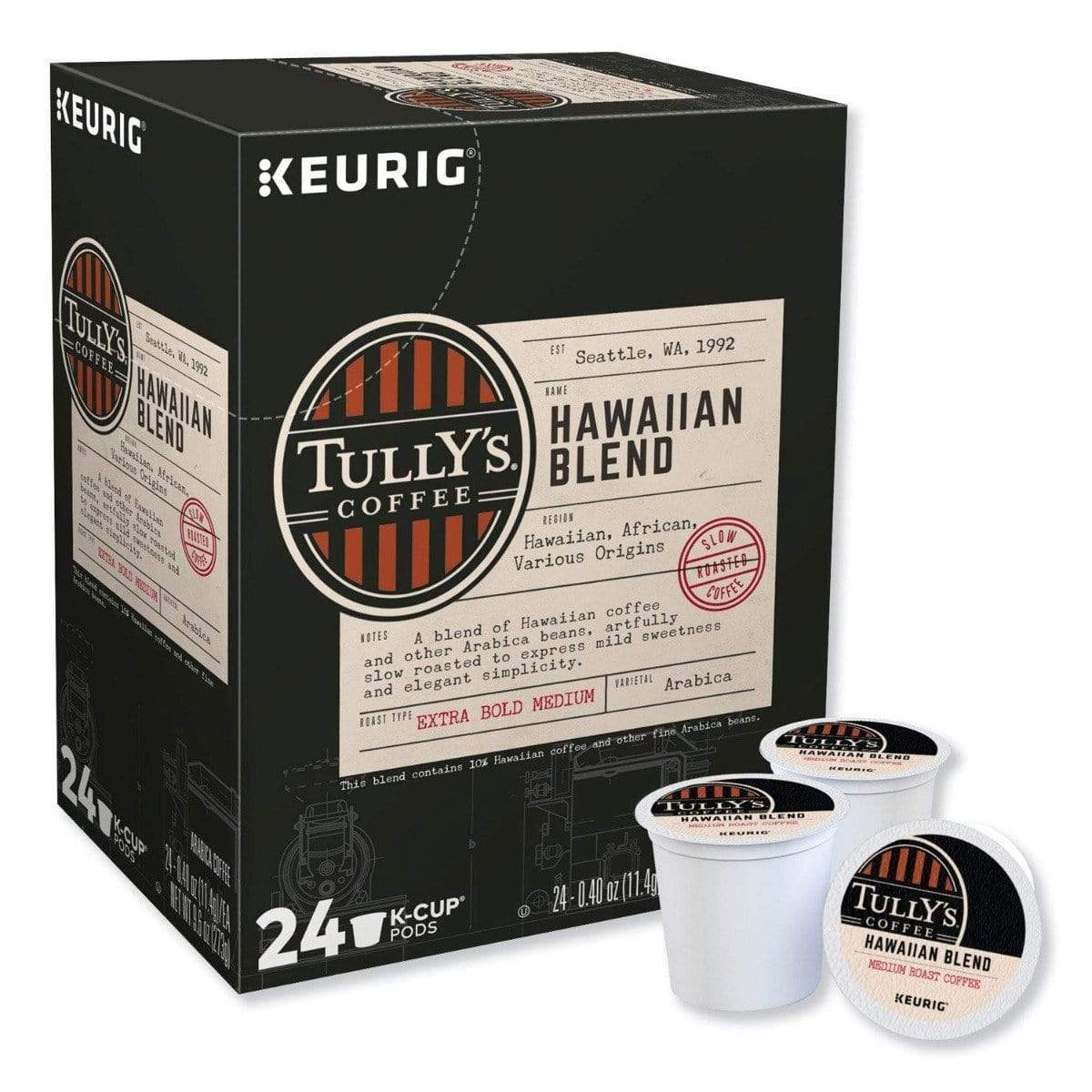 Tully's Coffee Hawaiian Blend - K-Cup Coffee - 24 Count Box