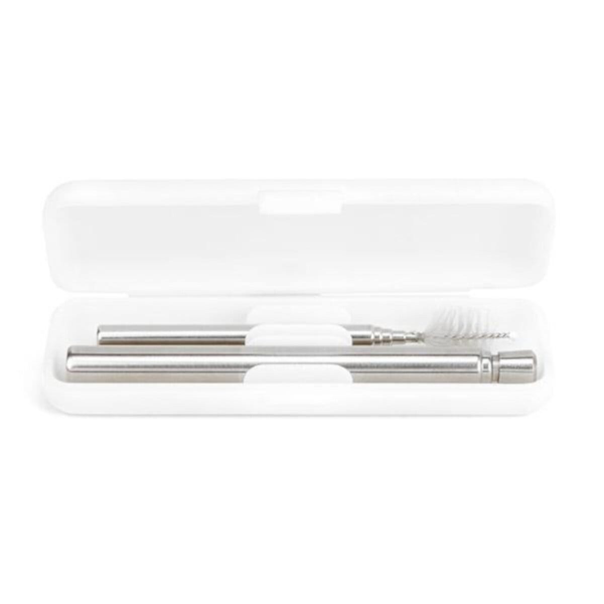 Kikkerland Straws Stainless Steel Travel Straw Set with Case &amp; Brush