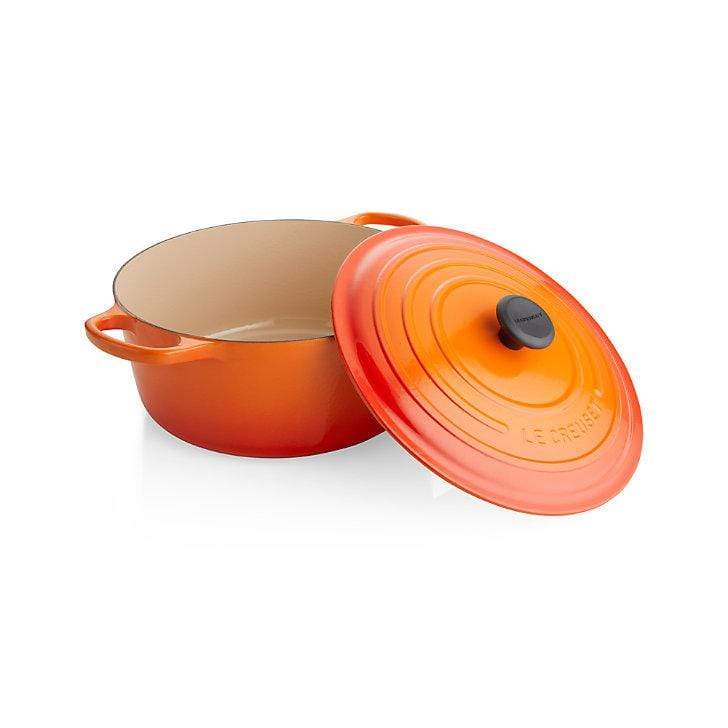 9 Qt. Round Signature Enameled Cast Iron Dutch Oven with Stainless Steel  Knob (Flame Orange), Le Creuset