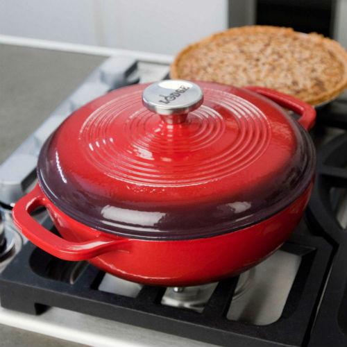 Cast Iron Cookware Lodge Color Enamel Cast Iron 3 qt. Dutch Oven - Island Spice Red