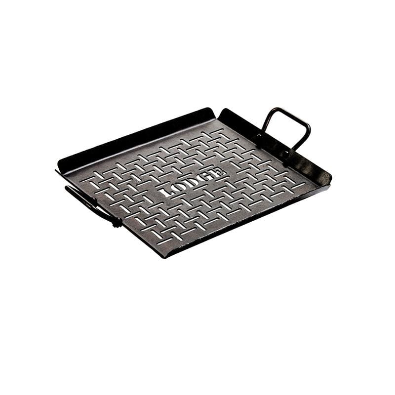 Lodge Cast Iron Cookware Lodge Pre-Seasoned Carbon Steel Grilling Pan with Handles