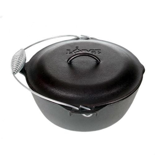 Cast Iron Cookware Lodge Pro Logic Cast Iron 5 qt. Dutch Oven w/Spiral Bail and Iron Cover