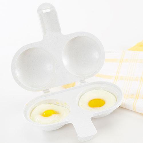 1pc Lightweight Poached Egg Maker Durable PP Microwave Cooking Eggs Steamer  2 Eggs Round Shape Microwave
